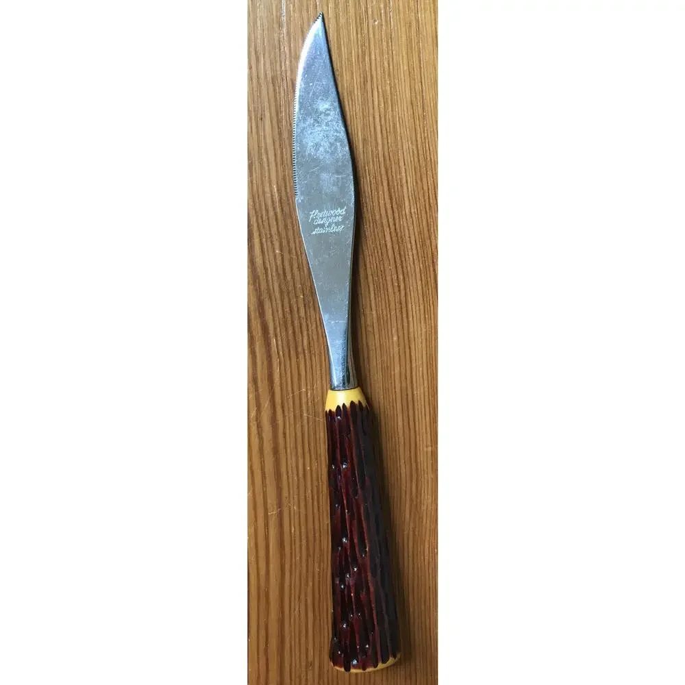 Set Lot 3 Vintage Mid Century Fleetwood Designer Faux Antler Steak Knives 4.75”